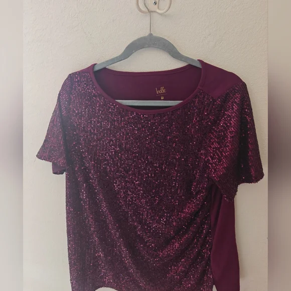 Jingle Belles by Kim Gravel Sequin Front Knit Back Top - Picture 1 of 3